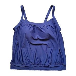 Lands' End Women's 18W Navy Tankini Top Swim 1X Tummy Hiding Modest S252
